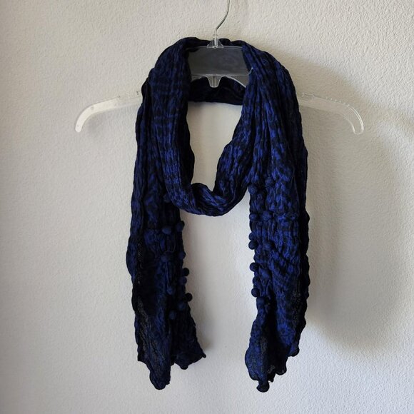 Vintage Y2K Navy Blue and Black Gauze Skinny Scarf Boho Indie Cottage - Picture 1 of 7